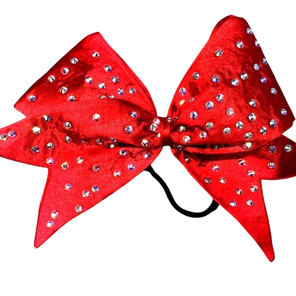 Rhinestone Cheer Bow Red 8 Inch Hair Accessory